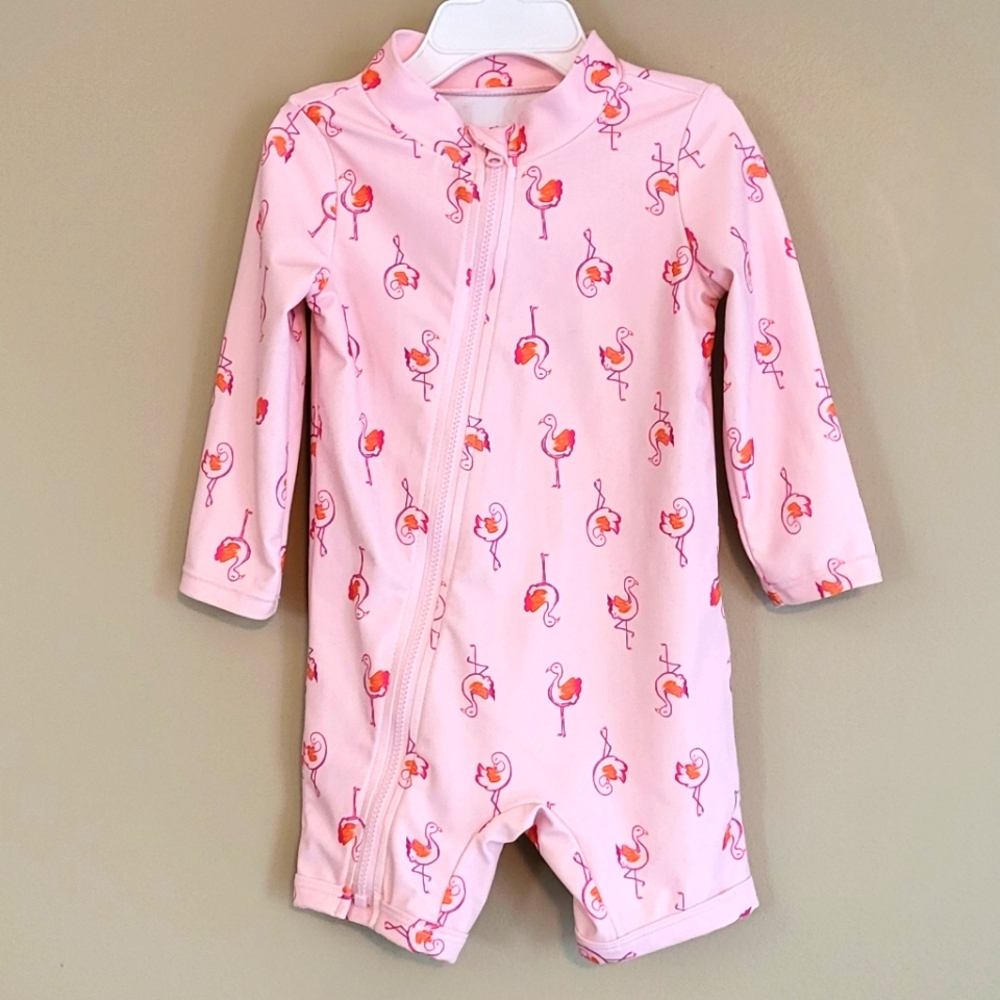 Rashguard pink flamingo pattern swimsuit